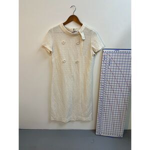 Cream Vintage 60s/70s Tweed Shift Dress